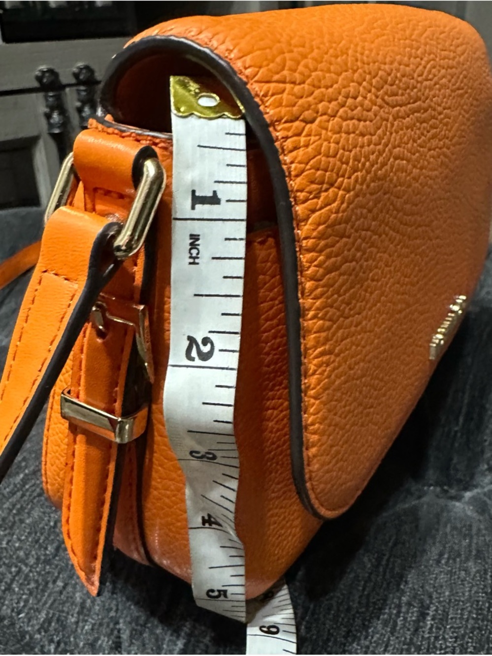 Michael Kors Orange Pebbled Leather Crossbody Bag - Picture 13 of 14